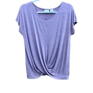 Antibes Blanc Shirt Front Twist Sz. S Plum Beige Athlesuire